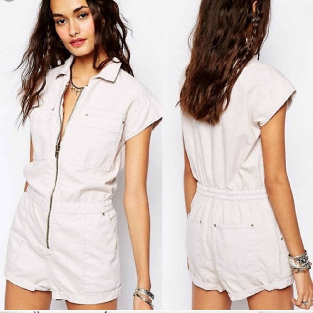 Free People Parachute Zipper Front Utility Romper